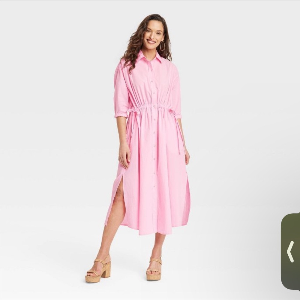 Pink Long Sleeve Maxi Dress